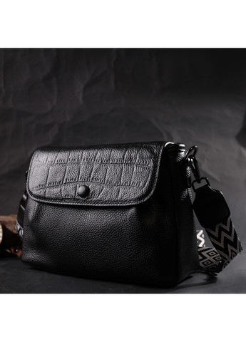 Красива жіноча сумка з натуральної шкіри 22330 Чорна Vintage (276457569)