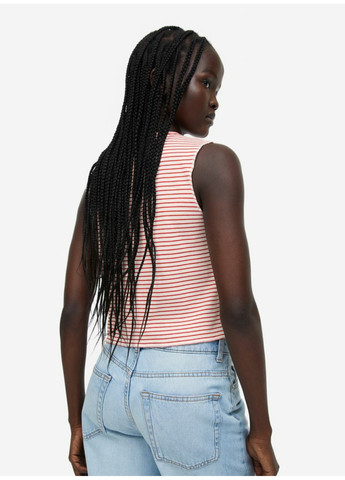 Жіноча футболка без рукавів в принт полоска Н&М (55743) 34 Червона H&M - (258661877)