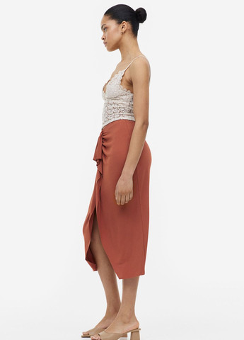 Терракотовая повседневный однотонная юбка H&M