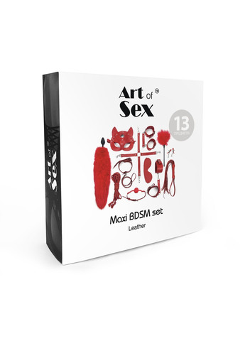 Набор - Maxi BDSM Set Leather, 13 предметов, натуральная кожа, Черный Art of Sex (258302891)
