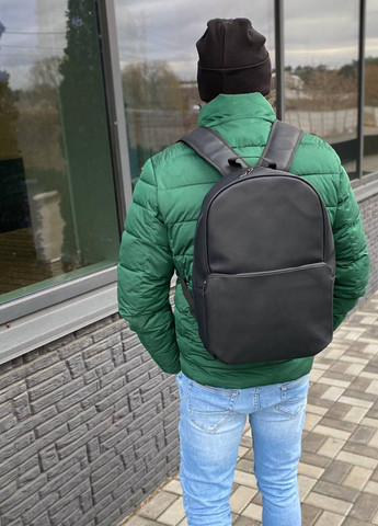 Чоловічий чорний матовий рюкзак екошкіра Holiday No Brand (258376789)