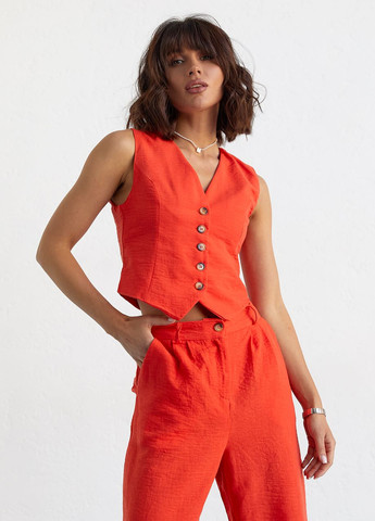 Женский брючный костюм с жилеткой - оранжевый Lurex (262810740)