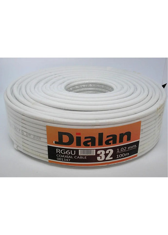 Коаксиальный телевизионный кабель Dialan RG6U-32W CCS 1,1 мм белый 75 Ом 100м No Brand (260715575)