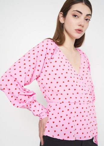 Розовая блуза демисезон,розовый в красные узоры, Vero Moda