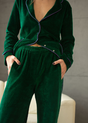 Изумрудная зимняя пижама изумруд рубашка + брюки Lavlia