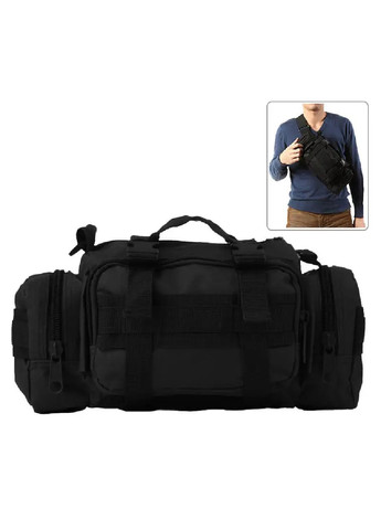 Тактична сумка через плече компактна армійська для риболовлі полювання туризму на 5 л 35х14х18 см (474204-Prob) Чорна Unbranded (257597019)