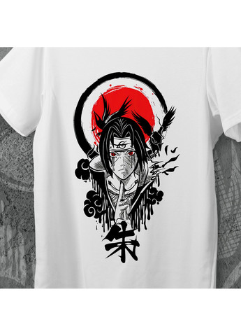 Біла футболка з принтом наруто - ітачі No Brand