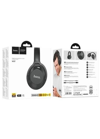 Бездротові Bluetooth навушники (BT 5.3, AUX, 46 годин роботи) - Чорний Hoco w37 (260517613)