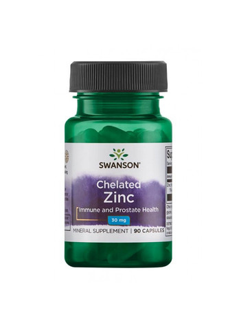 Хелат Цинка Chelated zinc 30 мг - 90 капсул Swanson (271405966)