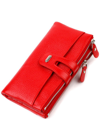 Яркий женский кошелек с удобным функционалом из натуральной кожи 21895 Красный Canpellini (259874158)