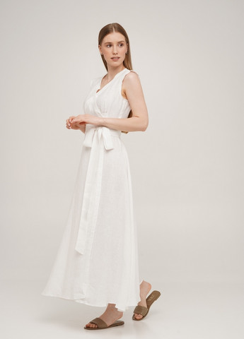Белое кэжуал платье на запах льняное linen белое SoundSleep