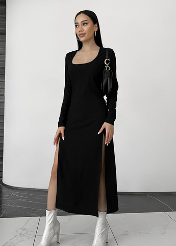 Чорна повсякденний сукня футляр з розрізам Jadone Fashion однотонна