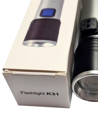 Портативний ручний ліхтарик акумуляторний K31 3 режими Сріблястий TF8752m Led (257623828)