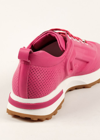 Розовые всесезонные кроссовки перфорированные белые кожа Evromoda
