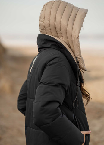 Чорне зимнє Довге жіноче зимове пальто 603372 Towmy