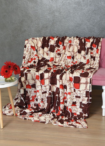 Плед коричневого цвета с принтом размер 180*200 Let's Shop (274375811)