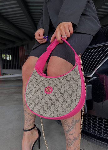 Трендова сумочка з лого Gucci Half Moon Shaped Beige/Pink Vakko (259700448)