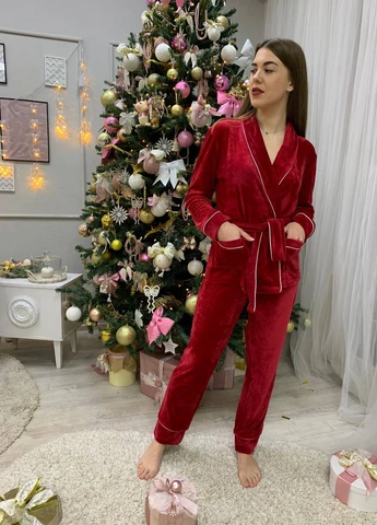 Червона всесезон домашній костюм шаль shuna Comfort