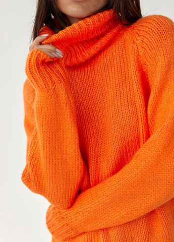 Кислотно-оранжевый объемный свитер гольф оранжевый No Brand