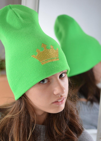 Шапки Шапка для дівчаток яскраво зелена (корона золото) Lemanta (259483009)