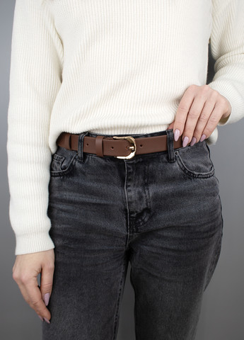 Ремень женский кожаный HC-3081 (120 см) коричневый с золотой пряжкой HandyCover (269134116)
