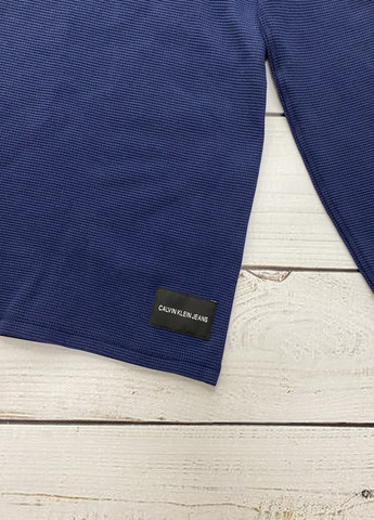 Темно-синий демисезонный мужской пуловер с вафельной текстурой Calvin Klein 41Q9024-417
