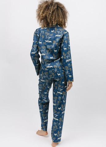 Синяя всесезон пижама женская 9824-9825 рубашка + брюки Cyberjammies Fawn