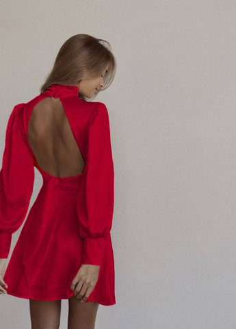 Красное повседневный лёгкое красивое женское шёлковое платье No Brand однотонное