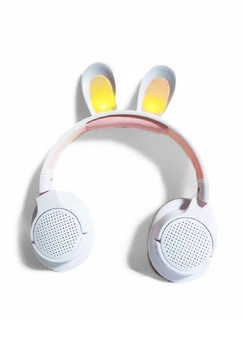Дитячі бездротові блютуз навушники з мікрофоном LED підсвічуванням вушками кролика 300 mAh (475689-Prob) Білі з рожевим Unbranded (269993125)