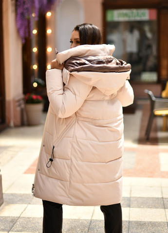 Молочне зимнє Жіноче пальто 88642 оверсайз Hadavoee