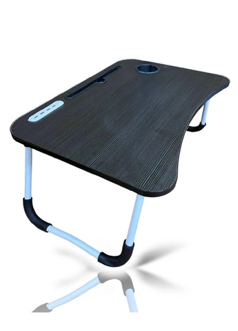 Компактный деревянный столик для ноутбука с 4 USB портами фонариком вентилятором 60х40х28 см (474815-Prob) Черный Unbranded (259900121)