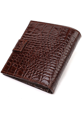 Шикарний чоловічий гаманець з натуральної шкіри з тисненням під крокодила 21729 Коричневий Canpellini (259874018)
