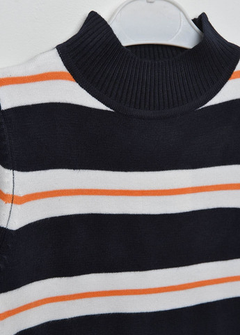 Сірий демісезонний светр дитячий для хлопчика темно-синього кольору в смужку пуловер Let's Shop
