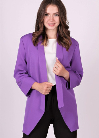 Жакет подовжений жіночий 211 костюмний креп фіолетовий Актуаль (260084039)