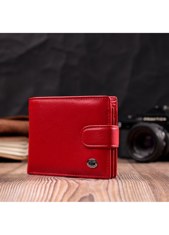 Яркое женское портмоне с блоком для карт из натуральной кожи 19471 Красный st leather (277980519)