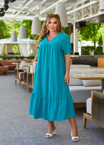 Бирюзовое женское платье свободного кроя цвет бирюза р.50/52 434420 New Trend