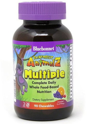 Rainforest Animalz, Multiple Complete Daily 90 Chewables Assorted Fruit Flavor BLB0190 Bluebonnet Nutrition (256720874)
