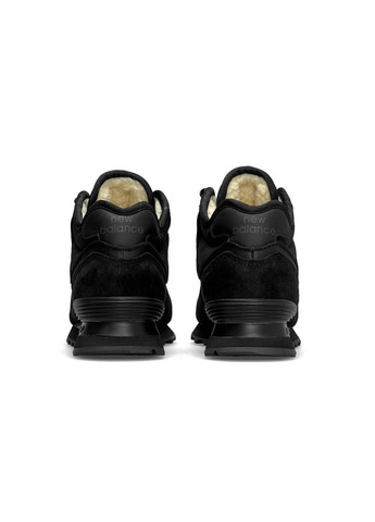 Чорні зимовий кросівки жіночі, вьетнам New Balance 574 High All Black Suede Fur