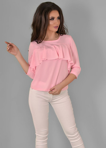 Рожева блузи блуза з воланами (ут000044607) Lemanta