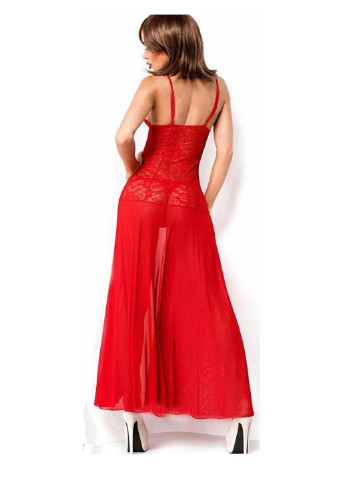 Червона відвертий мереживна сукня-пенюар з сітчатою спідницею FOR DREAMS з квітковим принтом