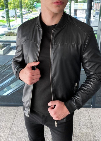 Чорна демісезонна стильна куртка під шкіру Vakko