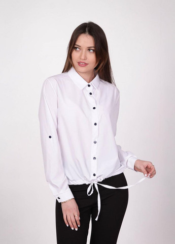 Белая блузка - рубашка женская 9773 однотонный софт белая Актуаль