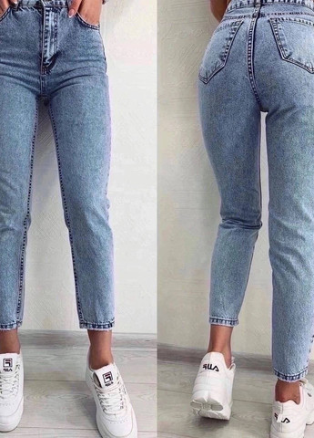 Голубые джинсы МОМ не тянутся, трендовые джинсы Турция 3 No Brand - (265221540)