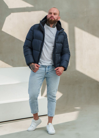 Темно-синяя зимняя куртка зимняя пуховик мужская No Brand куртка пуховик