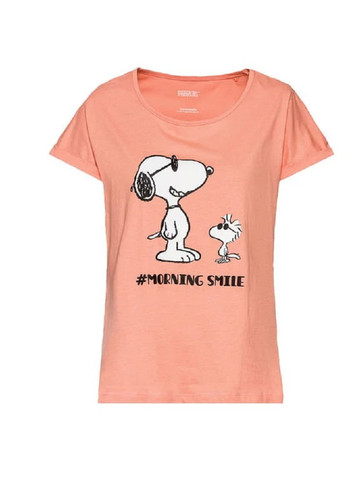 Оранжевая всесезон женская пижама футболка + шорты Peanuts