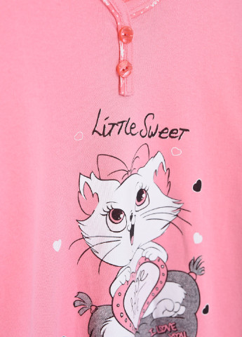 Світло-рожева всесезон піжама дитяча світло-рожевого кольору з котиком Let's Shop