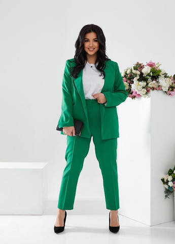 Женский брючный костюм цвет зеленый на подкладке р.2XL 439991 New Trend (260790218)