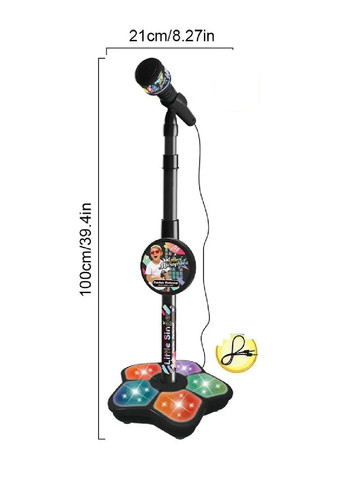 Дитячий мікрофон на батарейках із тримачем, підсвічуванням, можливістю під'єднання телефона (475512-Prob) Чорний Unbranded (268131154)