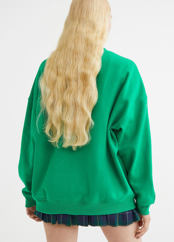 Зеленый демисезонный свитшот зеленый с принтом джемпер H&M
