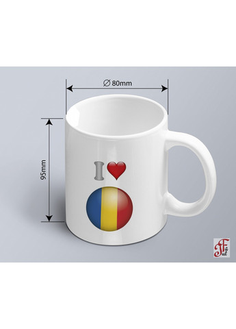 Чашка с принтом я люблю Румынию с изображением флага Румыния (02010109036) ЗаСвіт (261333131)